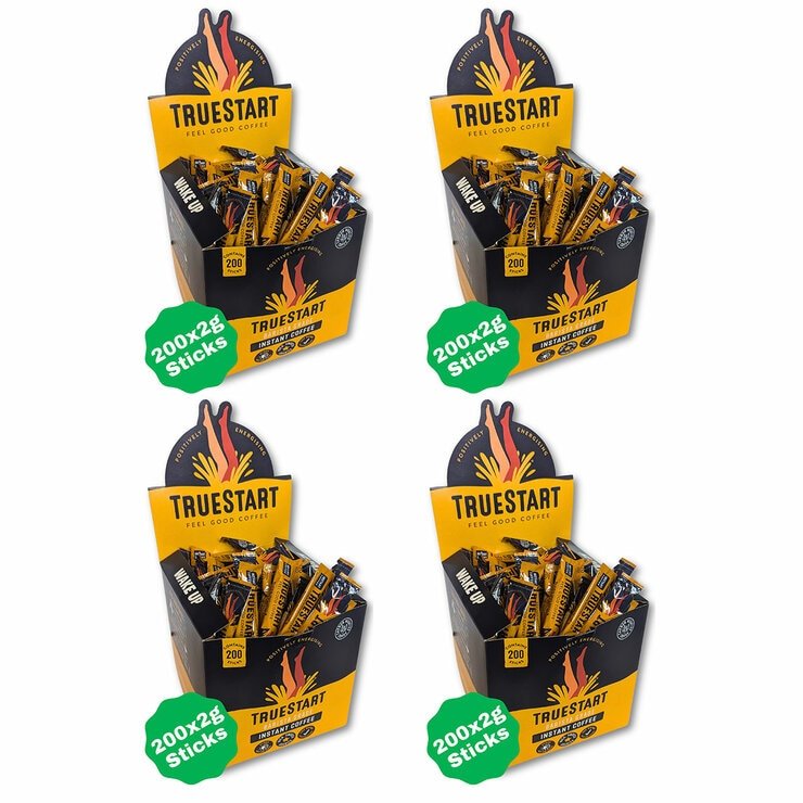 TrueStart Barista Grade Instant Coffee Sticks, 4 x 200 x 2g
