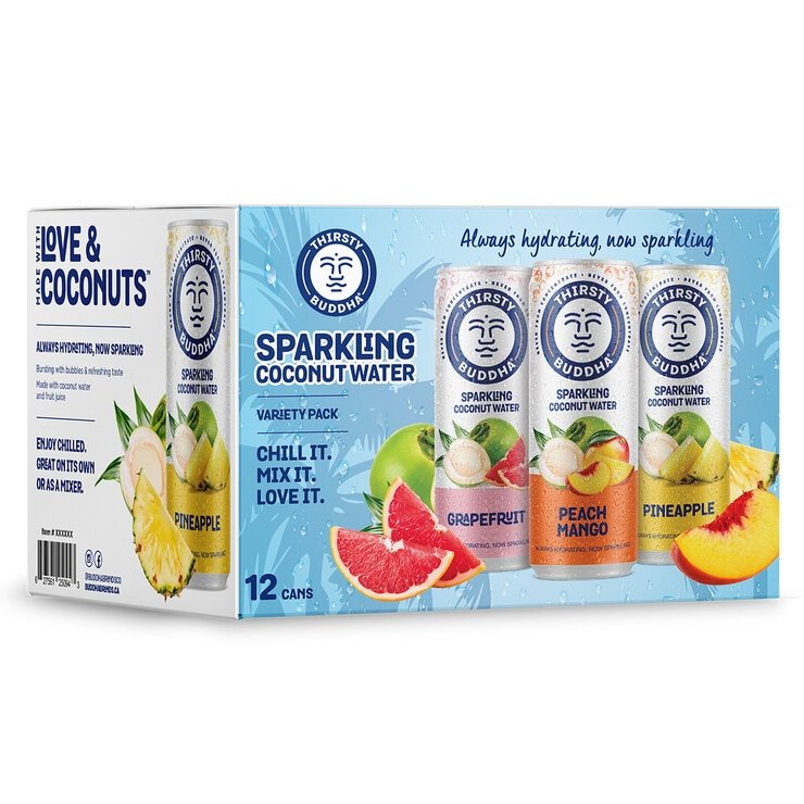Thirsty Buddha Sparkling Coconut Water, 12x330ml